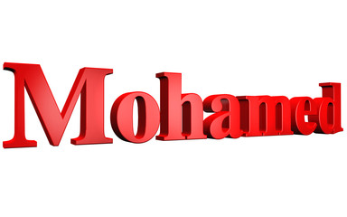3D Mohamed text on white background