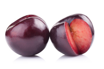 plums isolated on white