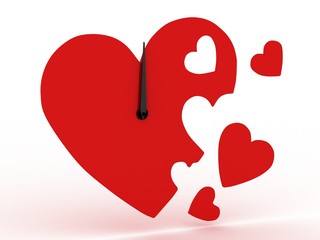 Home Decor, Modern Design, Wall Clock Heart , twelve o'clock