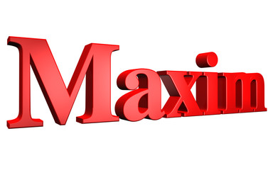 3D Maxim text on white background
