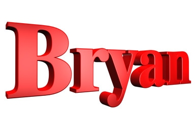 3D Bryan text on white background