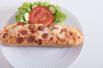 lunch snack baguette with salami