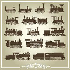 15 icons of retro locomotive