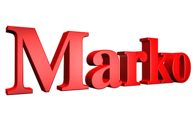 3D Marko text on white background