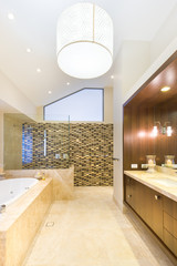 Fashionable bathroom with marble floor