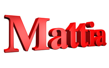 3D Mattia text on white background