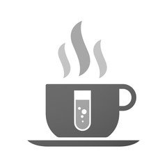 Cup of coffee icon  with a chemical test tube