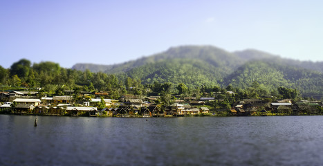 Obraz premium lagoon at banrakthai,Maehongson,Thailand Miniature effect