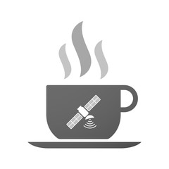 Cup of coffee icon  with a satellite