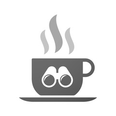 Cup of coffee icon  with a binoculars