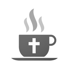 Cup of coffee icon  with a christian cross