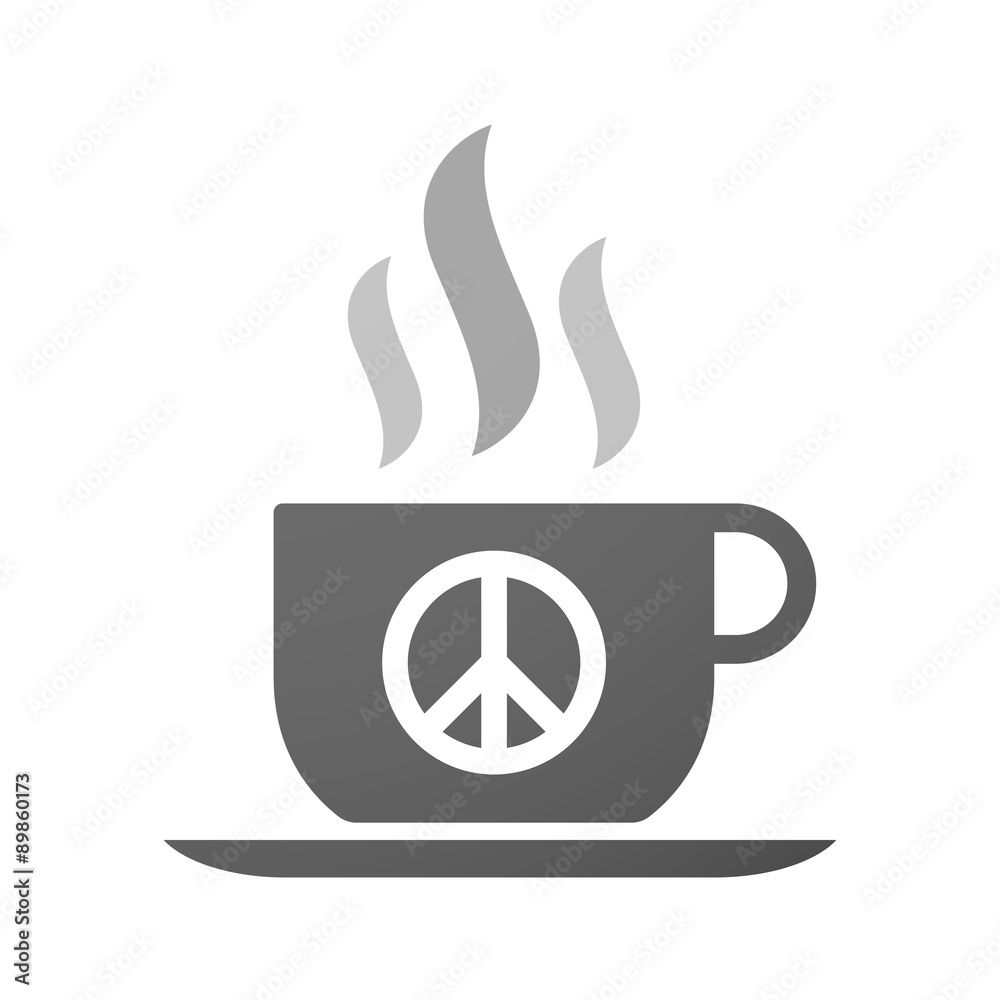 Poster cup of coffee icon with a peace sign