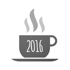 Cup of coffee icon  with a 2016 sign
