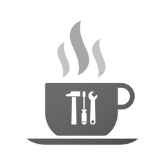 Cup of coffee icon  with a tool set