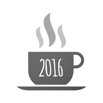 Cup of coffee icon  with a 2016 sign