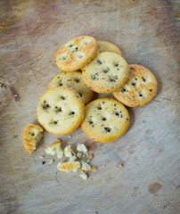 seasoning cracker on the wooden Cutting Board