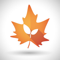 Autumn leaf icon with a plant