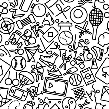 
Sports Hand Drawn Outline Icon Pattern
