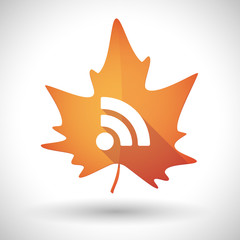 Autumn leaf icon with an RSS sign