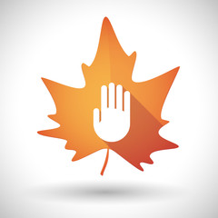 Autumn leaf icon with a hand