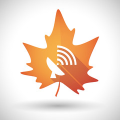 Autumn leaf icon with a satellite dish