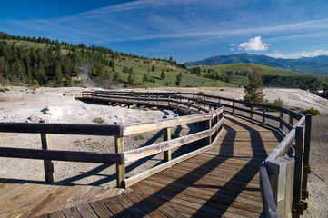 Fototapeta na wymiar Boardwalks of Yellowstone Park