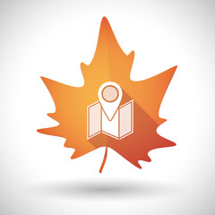 Autumn leaf icon with a map