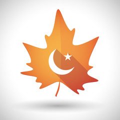 Autumn leaf icon with an islam sign