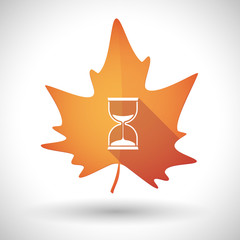 Autumn leaf icon with a sand clock
