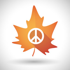 Autumn leaf icon with a peace sign