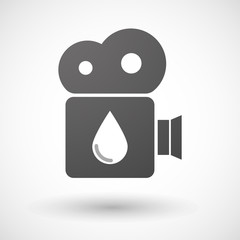 Cinema camera icon with a blood drop