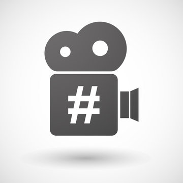 Cinema Camera Icon With A Hash Tag