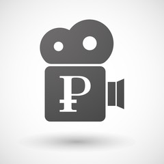 Cinema camera icon with a ruble sign