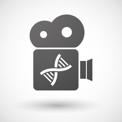 Cinema camera icon with a DNA sign