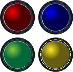 Glass metal buttons vector pack