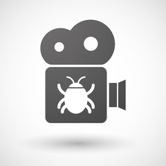 Cinema camera icon with a bug