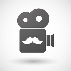 Cinema camera icon with a moustache