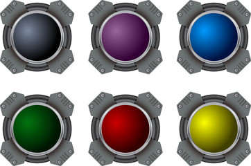 Colorful hi-tech buttons vector set