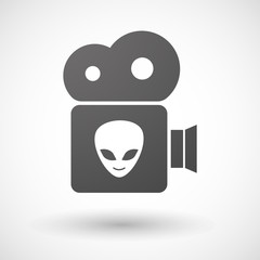 Cinema camera icon with an alien face