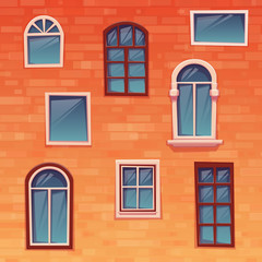 Fototapeta na wymiar Background of wall with windows. Vector illustration
