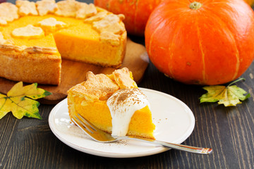 Pumpkin Pie on Thanksgiving Day feast.