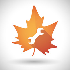 Autumn leaf icon with a wrench