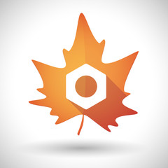 Autumn leaf icon with a nut