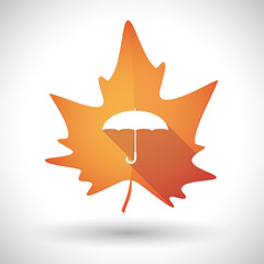 Autumn leaf icon with an umbrella