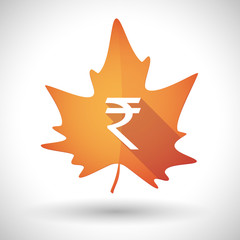 Autumn leaf icon with a rupee sign