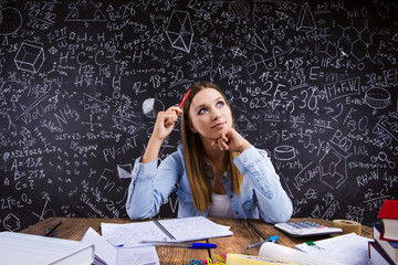 Beautiful student doing homework