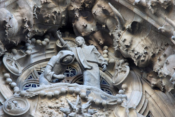 Nativity faсade of Sagrada Familia Temple, Barcelona,Catalonia, Spain