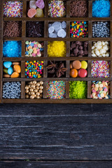 Vintage box with vibrat sugar decorations