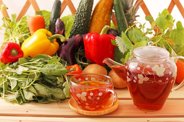 新鮮な野菜と紅茶