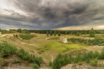 Heidelandschaft vor einem Gewitter